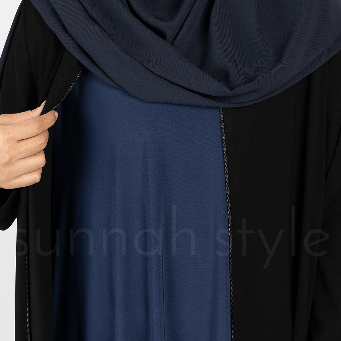 Sunnah Style Sleeveless Jersey Abaya Navy Blue